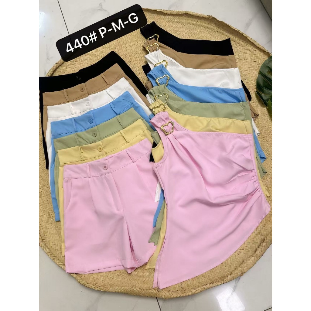 YAN FASHION Conjunto Feminino Blusa Ombro Único com Argola e Short Alfaiataria Casual Verão em Oferta na Shopee