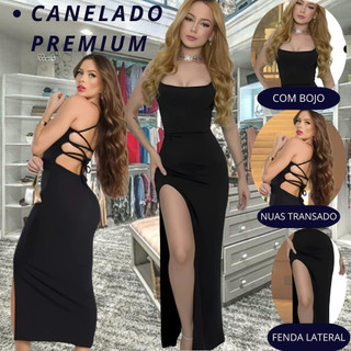 Vestido Longo Feminino Fenda Lateral Decote Tomara Alças Cruzadas Costas Ajustável vestido elegante