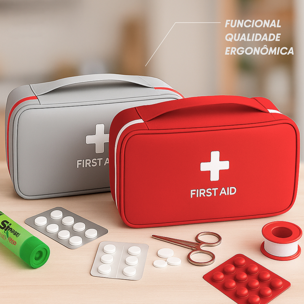 Necessaire Bolsa Estojo Primeiros Socorros Medicamentos Kit Médico Porta Remédios de Emergência