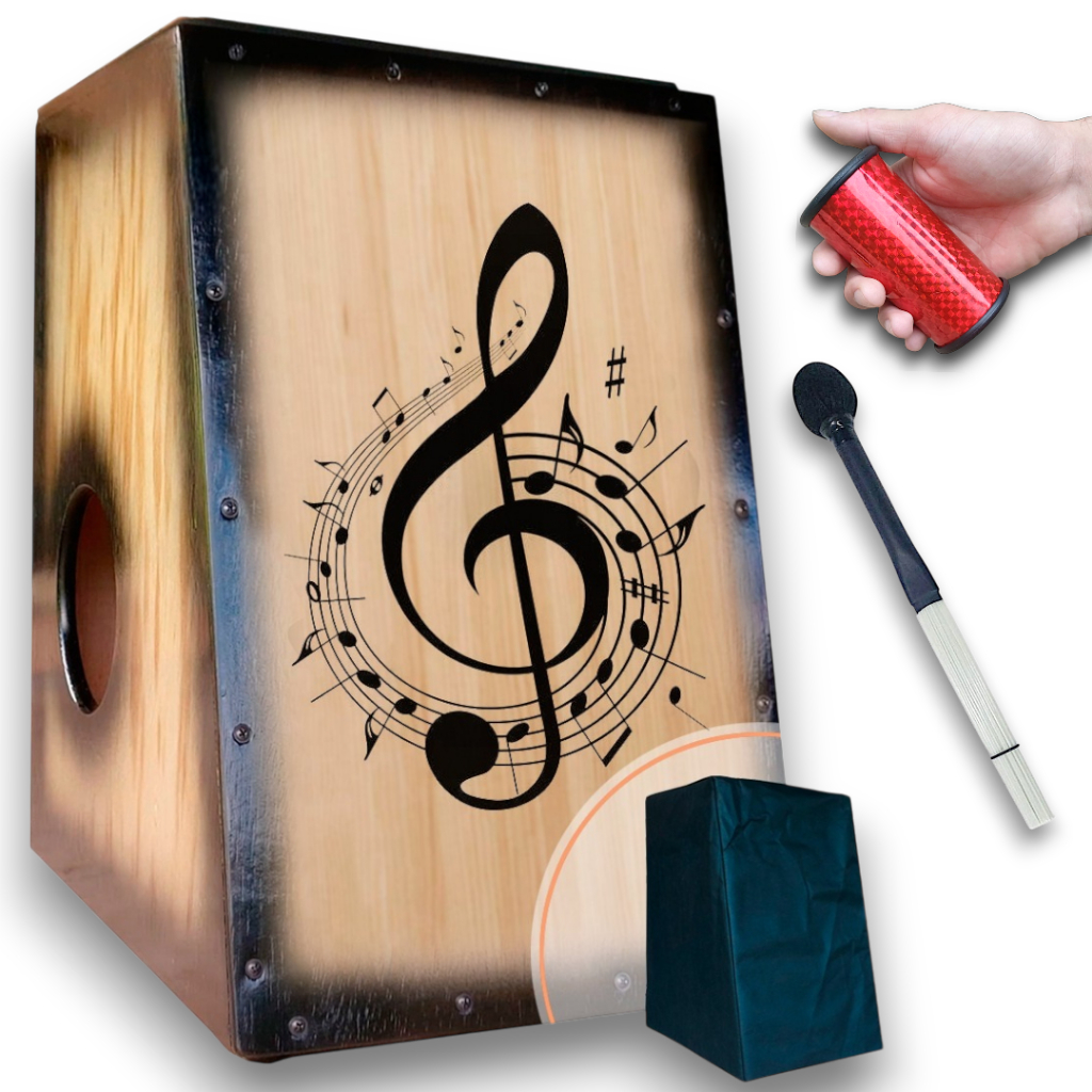 Cajón/Carron Elétrico Clave e Notas Musicais+ Sleep + Vassourinha. em Oferta na Shopee