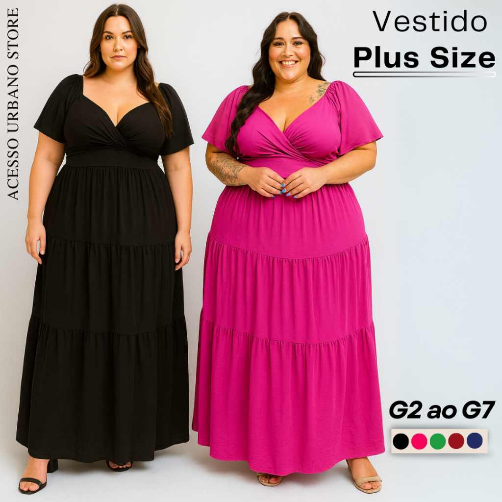 Vestido Feminino Longo Extra Grande Plus Size Confortável Evangélico Casamento Noivado Social Verão