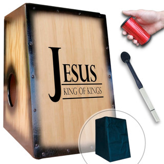 Cajón/carron Elétrico Nome Jesus King Of Kings + Sleep + Vassourinha