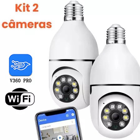 Câmeras segurança wifi ip sem fio 360 encaixe lampada Infravermelho sem fio ptz full HD G4