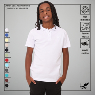 Camisa Básica Polo Infantil Juvenil Manga Curta Tam: 4 ao 16 em Oferta na Shopee