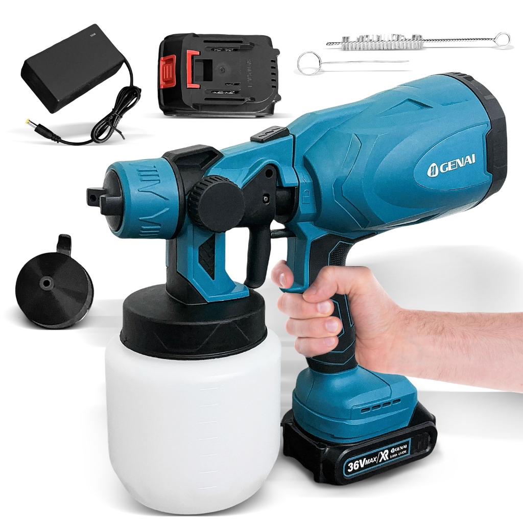 Pistola de Pintura Portátil 36V Sem Fio 2 Baterias de Lítio em Oferta na Shopee
