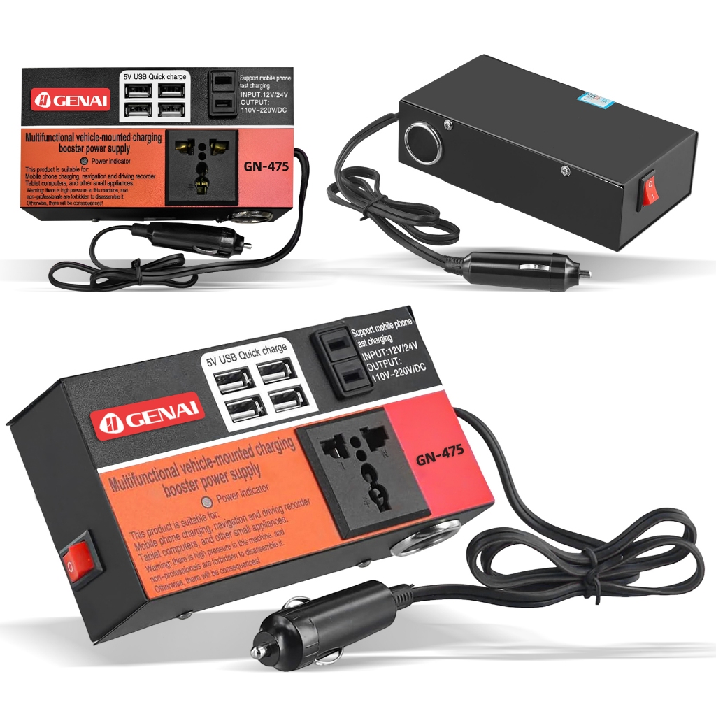 (100 % Genuíno) Inversor De Carro 6usb 12v 24V A 220 Transformador car/truck Adaptador De Energia Como Iluminação Domést em Oferta na Shopee