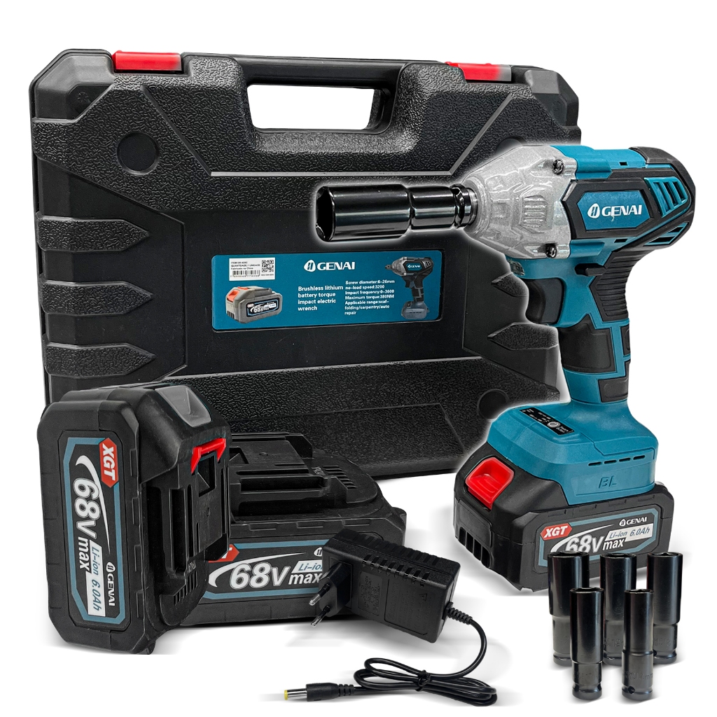 Brushless Parafusadeira Chave De Impacto Com 2 Bateria 68v 380nm em Oferta na Shopee