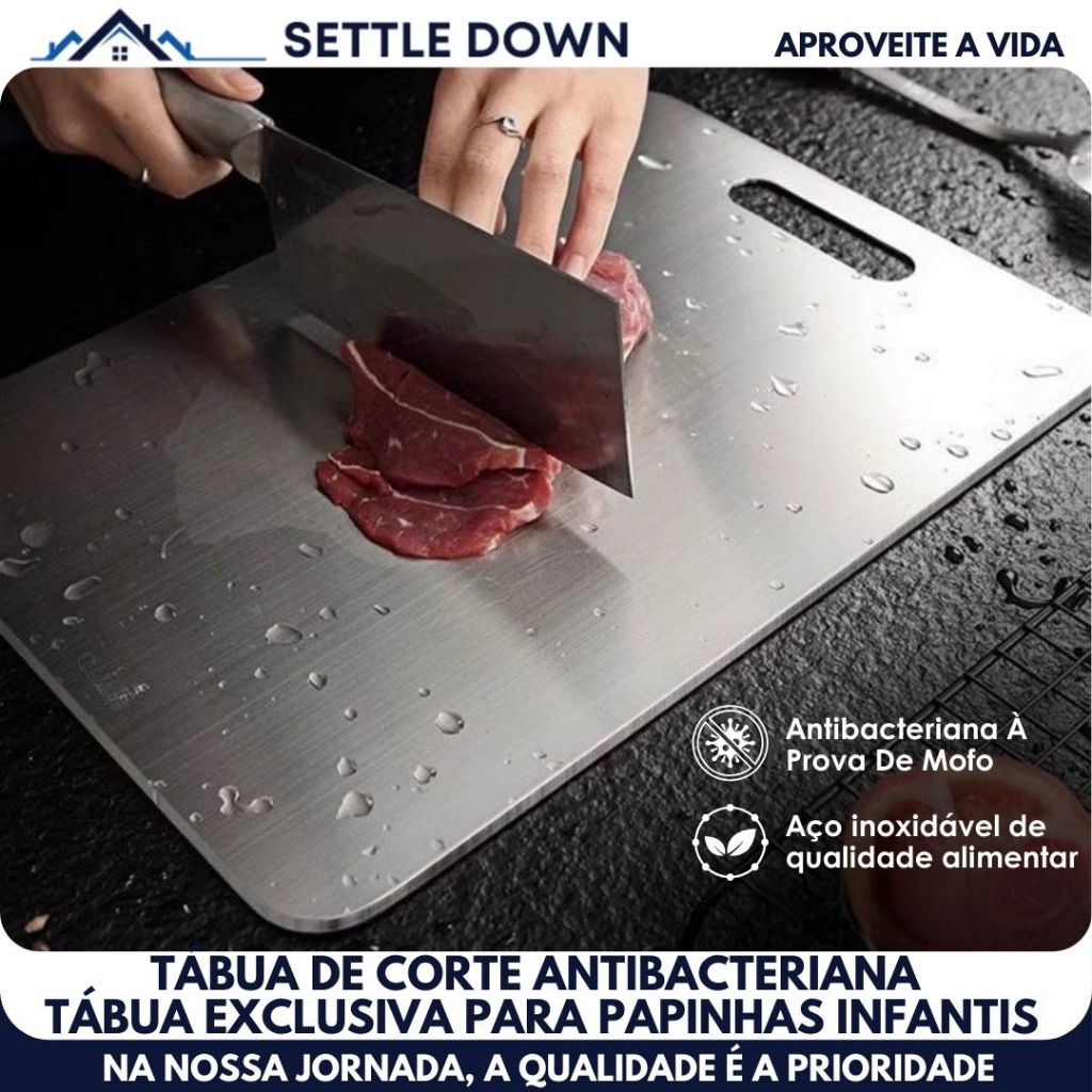 Tábua De Corte 304 Aço Inoxidável Antibacteriana À Prova De Mofo 46*30cm Tábua de Cortar Carne Coisas Para Cozinha