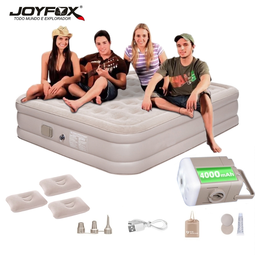 Colchão Inflável King 206*187*46cm Vem Com Uma Bomba Inflável De Bateria De Lítio Embutida E Removível JOYFOX em Oferta na Shopee