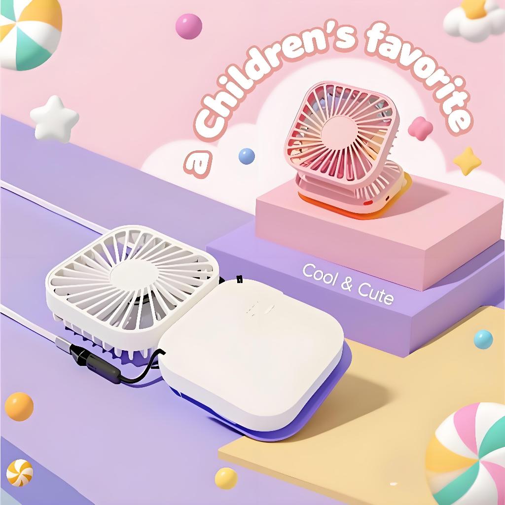 Mini Ventilador Portátil Pendurado No Pescoço Mesa Mudo Dobrável Recarregável USB