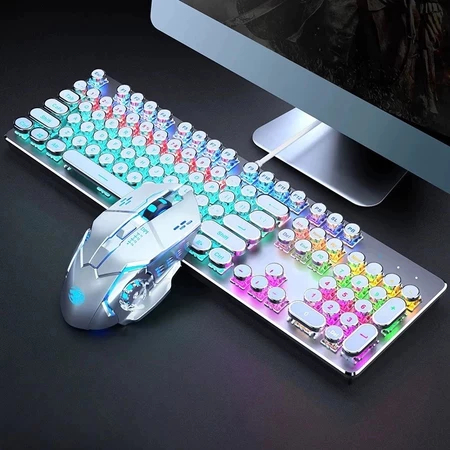 Kit Esports Teclado Mecânico 100% Punk + Mouse Para Jogos - Item Indispensável Para Gamers H7