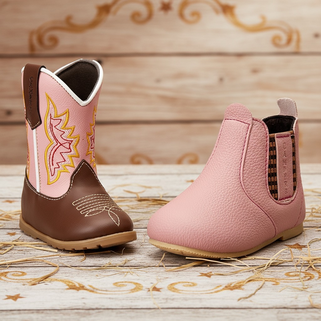 Kit Botina com Texana Campero Baby Bebê Criança Country Campo Rural Feminina Rodeio