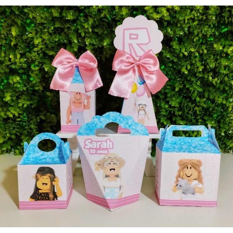 Caixinhas personalizadas lembrancinhas Roblox Menina ( PEGUE E MONTE ) Decoração festa aniversário