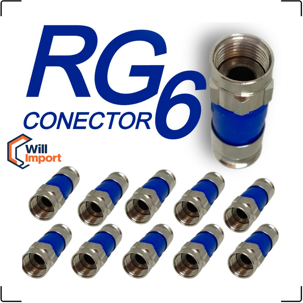 Conector de compressão tipo f 50 peças 75-5 para amplificador de sinal catv rg6 rg59 cabo coaxial tipo f conector de tv