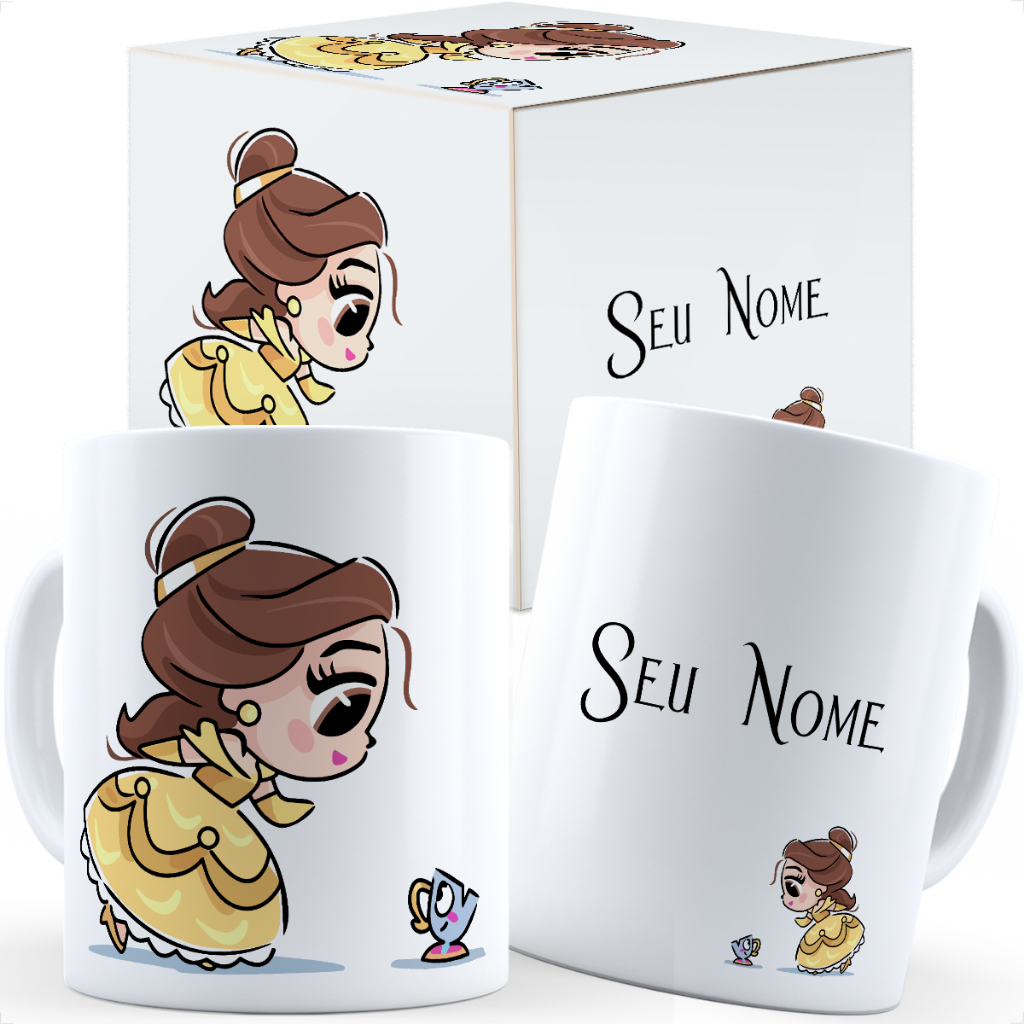 Caneca Bela Fera Fofa Com Nome Caixa Personalizada em Oferta na Shopee