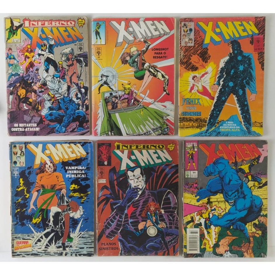 Antigos Gibis quadrinhos dos X-Men - Décadas 80/90, bom estado - venda avulsa