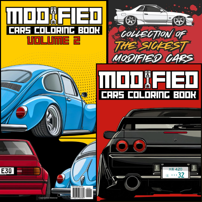 Kit Modified Cars Volume 1 e 2 para colorir FOLHAS SOLTAS + Acetato NÃO VAI ENCADERNADO