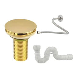 Sifão Pia Tanque Universal Branco 70cm + Válvula Click Inteligente 7/8 Dourado + Engate Inox 40cm