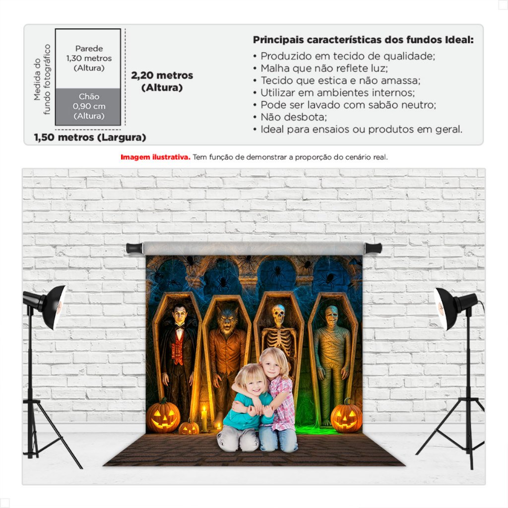 Fundo Fotográfico Halloween 1,50x2,20m Cenário para Fotos Painel Sublimado Decorativo Tecido · foto 2