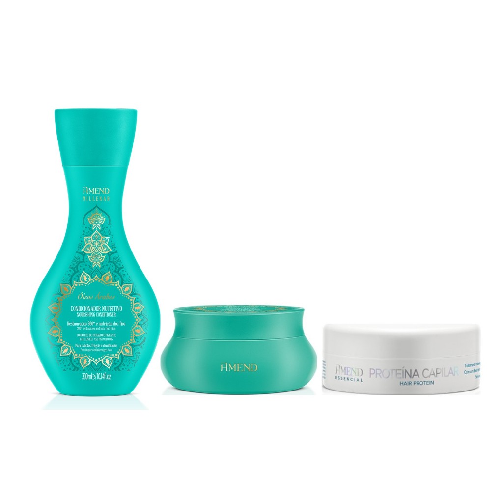 Amend Kit Millenar Óleos Árabes Shampoo 300ml + Máscara 300g + Proteína Capilar 100g