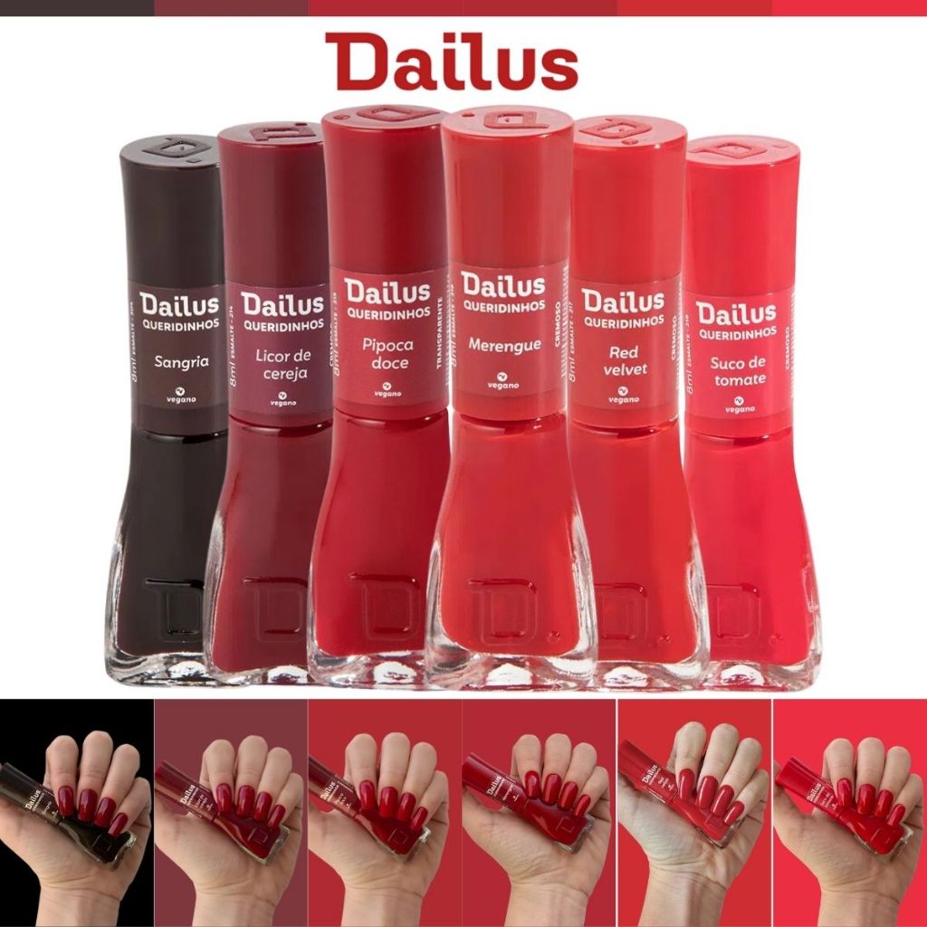 Kit 6 Esmaltes Dailus Queridinhos Tons Vermelhos Esmalte Atacado em Oferta na Shopee