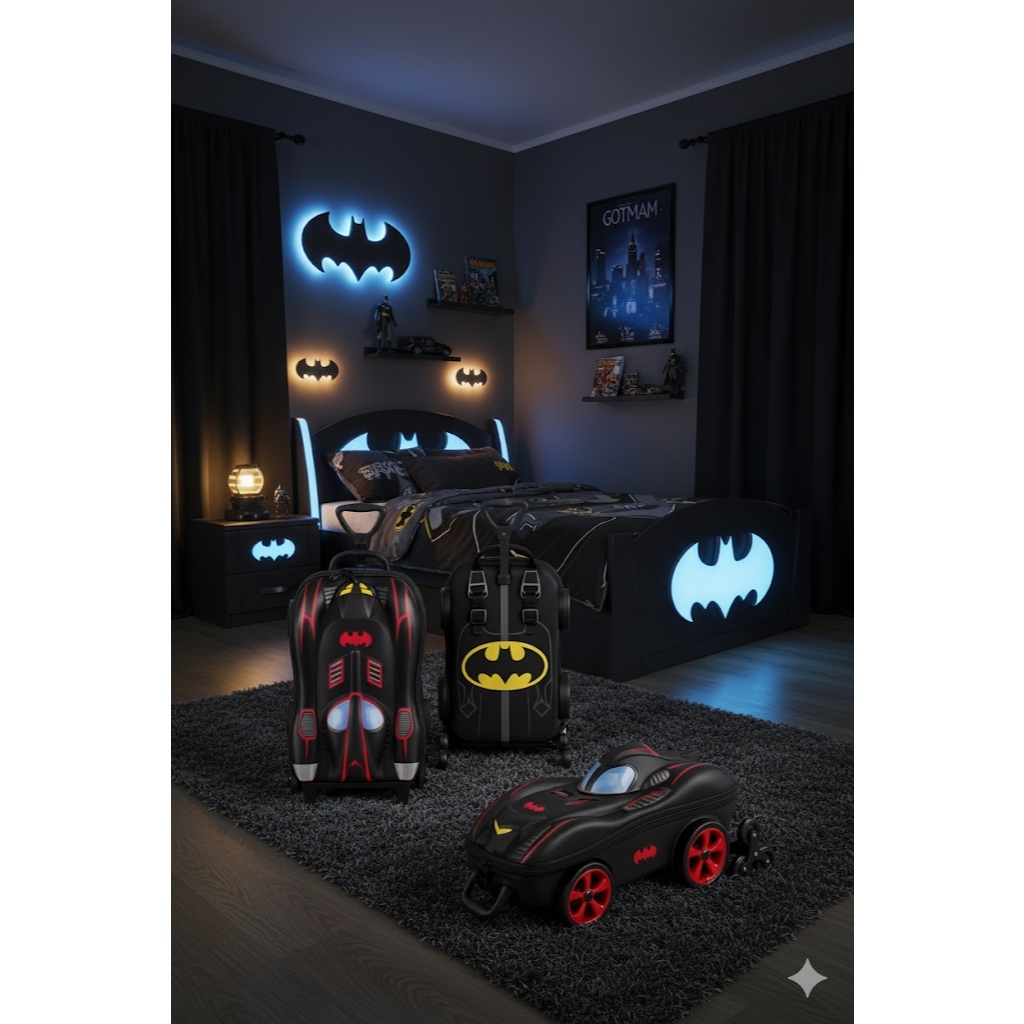 Mala Infantil Batman 3D Rodinha Carrinho Trolley Viagem Escolar Menino Preta Original Licenciada