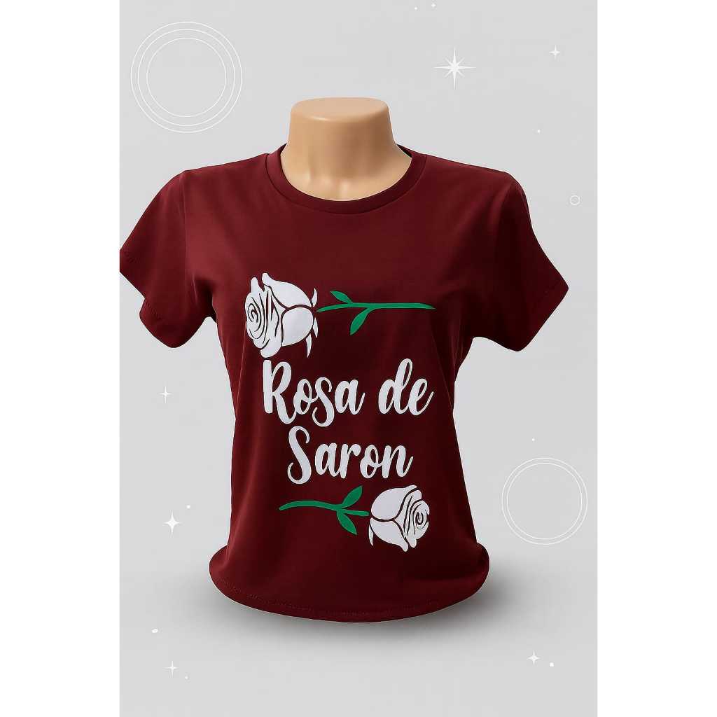 Camiseta Evangélioa Rosa de Saron moda cristã sem pérolas