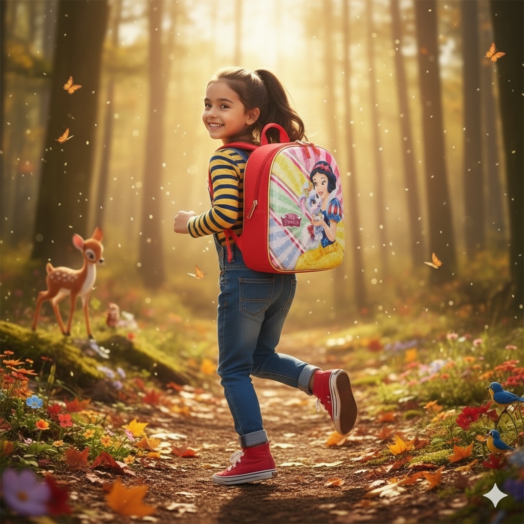 Mala Infantil 3D Rodinha Carrinho Trolley Viagem Escolar Menina Princesa Multicolorida Rigida