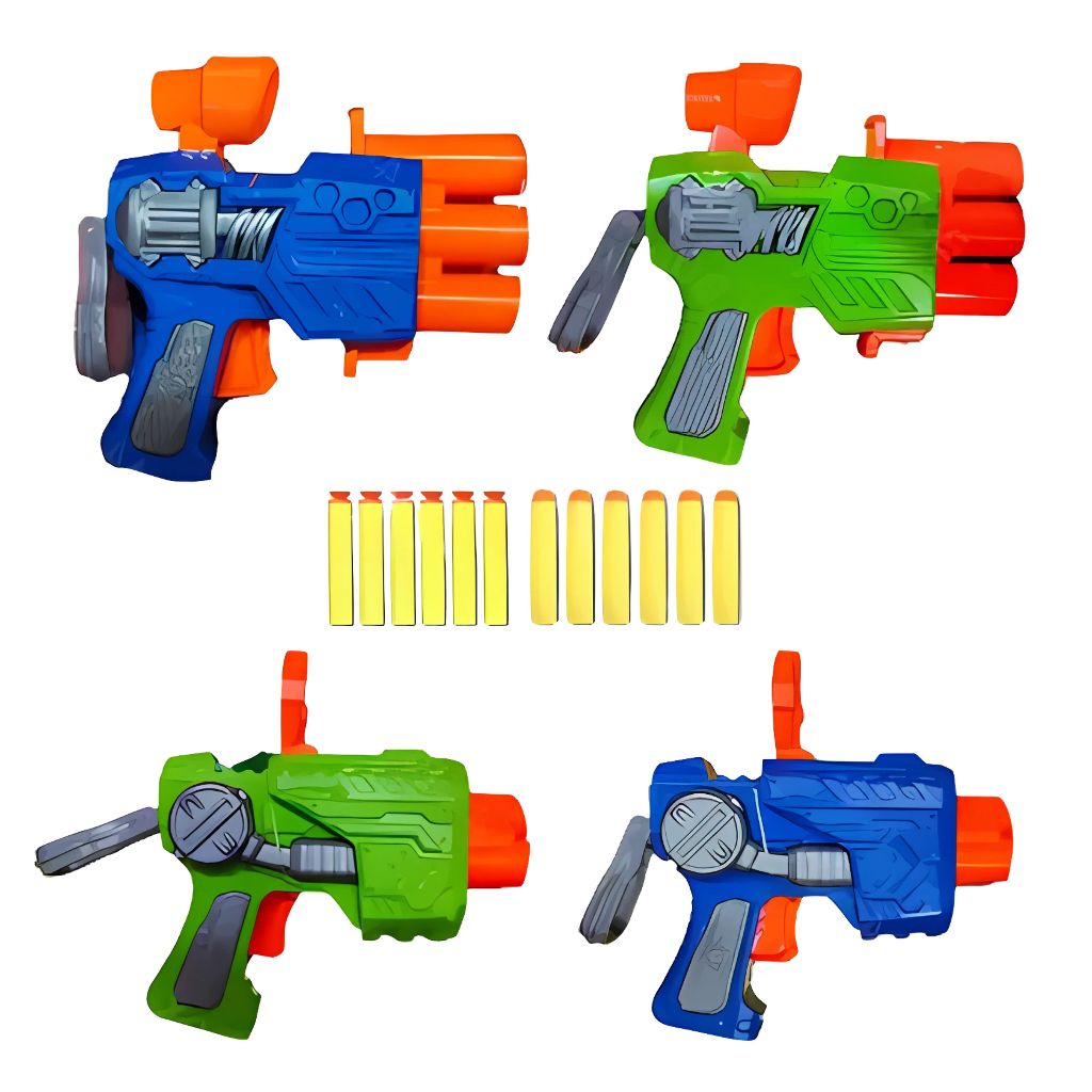 Kit 4 Armas estilo Nerf – Brinquedo Infantil com Lançador de Dardos