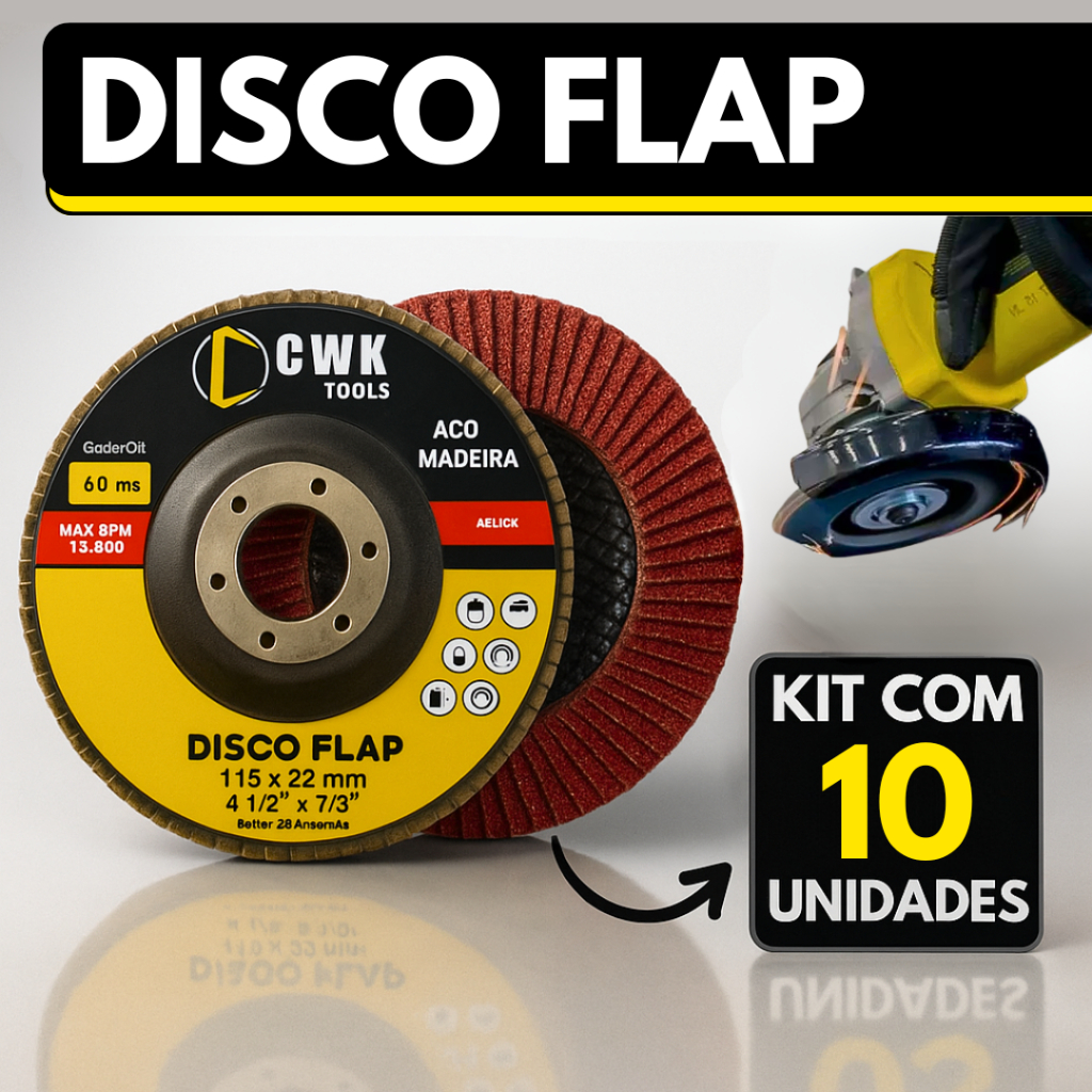 Kit 10 Disco Flap 4.1/2 Grão 40 - 60 - 80 - 120 - Flap Disc Lixa Para Madeira E Ferro em Oferta na Shopee