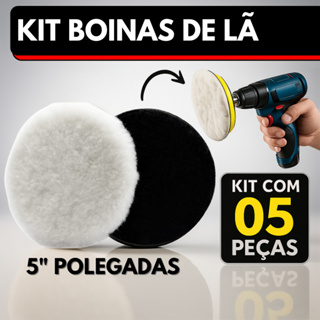 Kit Boina de Lã Polimento 125mm 5 Polegadas Automotivo Suporte com Velcro Para Politriz Parafusadeira e Furadeira em Oferta na Shopee
