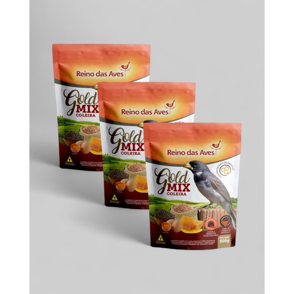 KIT 3 COLEIRA GOLD MIX 500G