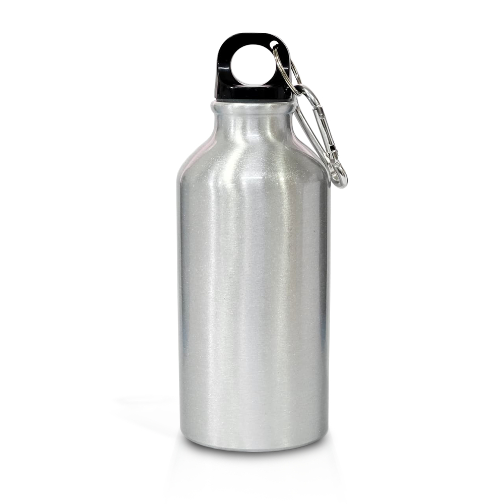 Garrafa Térmica Esportiva 400ml Básica Tampa com Vedação + Mosquete Portátil - Prateada, Alumínio em Oferta na Shopee