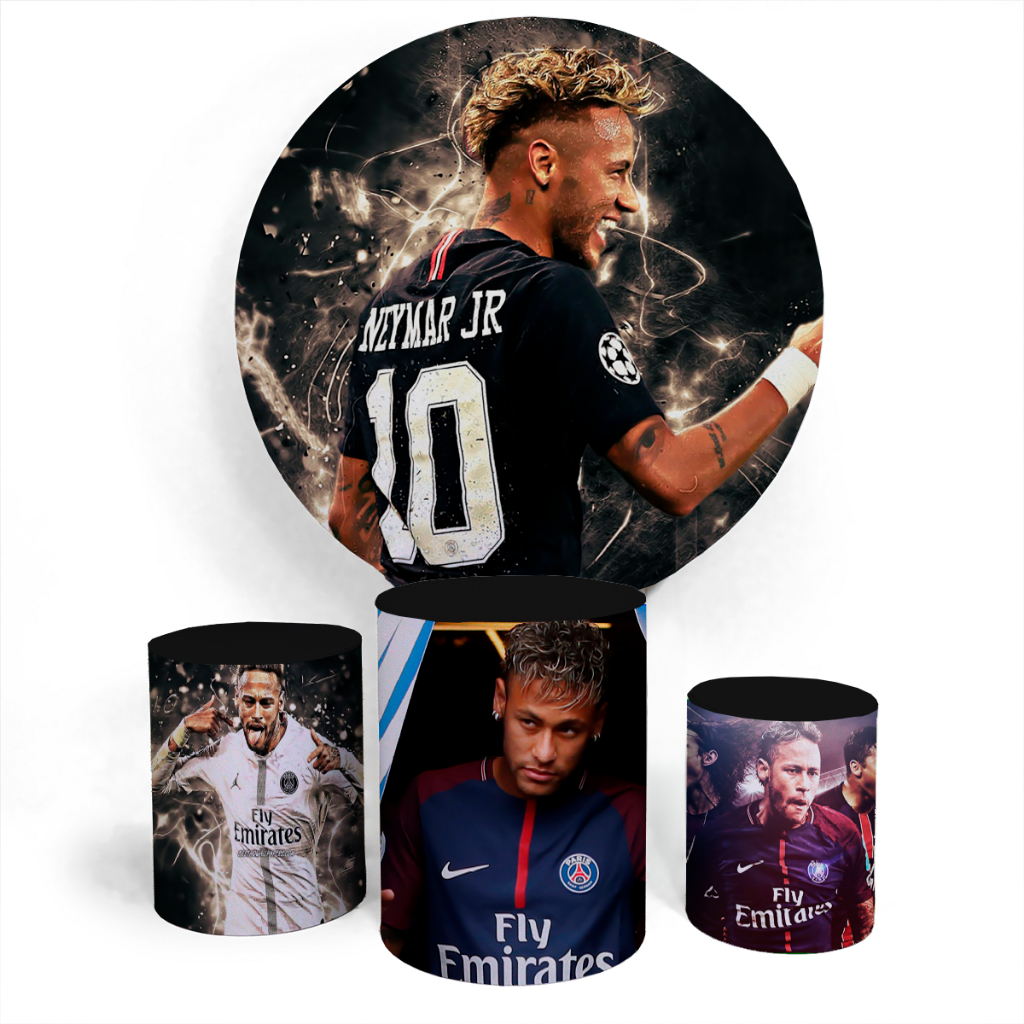Kit Painel De Festa Capa Redonda E Trio Capa Cilindro Aniversario Neymar