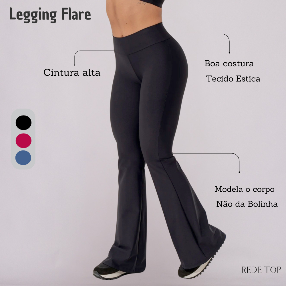 Calça Legging  Bailarina Flare Peluciada Wide Leg Cós Alto e Zero Transparência Suplex em Oferta na Shopee