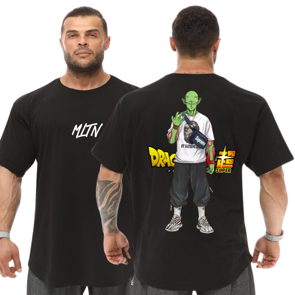 Camiseta Oversized Anime Dragon Ball Super Piccolo Geek Streetwear Otaku Preta Blusão Over PP ao G2