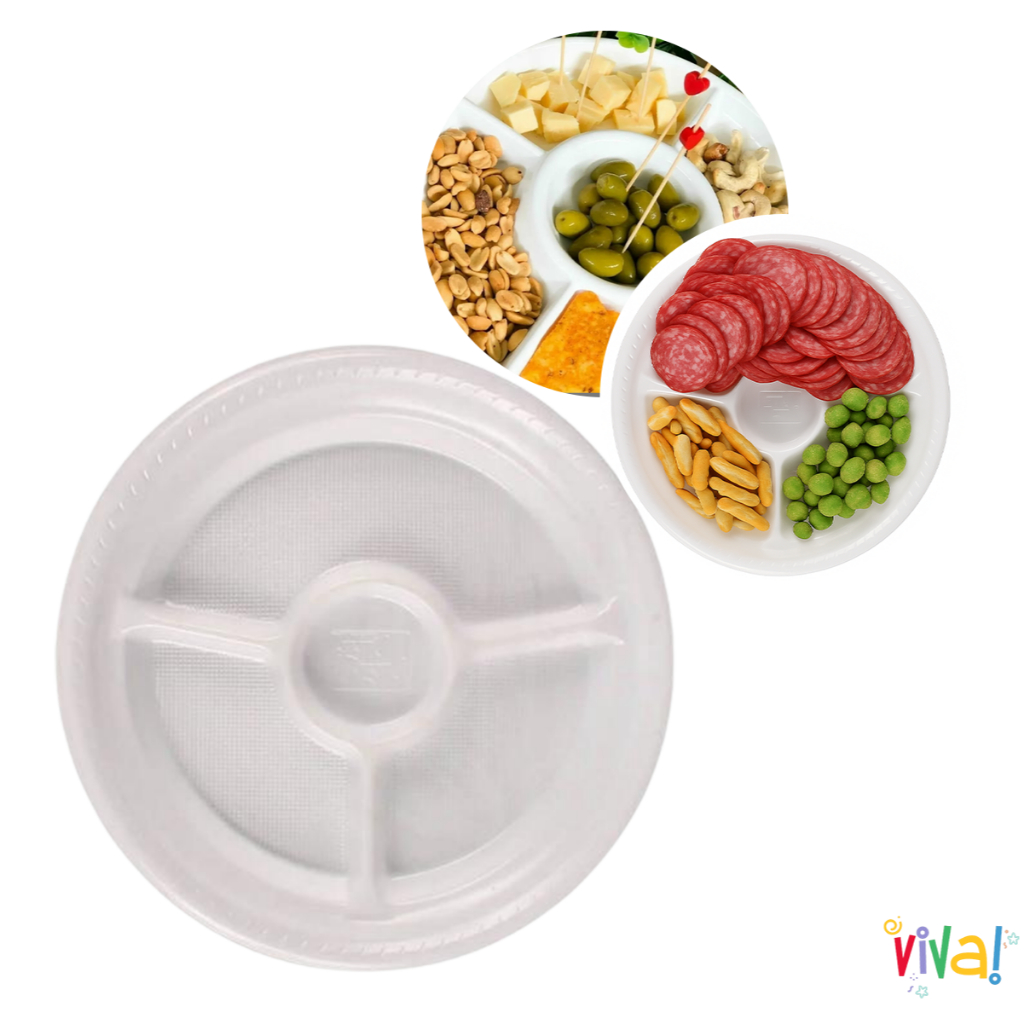 Kit 50, 30, 20 Petisqueira Prato com Divisória Triktrik Festas Servir Lanches e Acompanhamentos em Oferta na Shopee