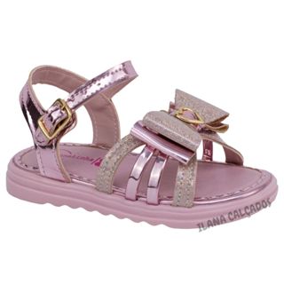 Sandália Infantil Feminina Laço Gliter Brilho Feminina Charmosa Leve Confortável em Oferta na Shopee