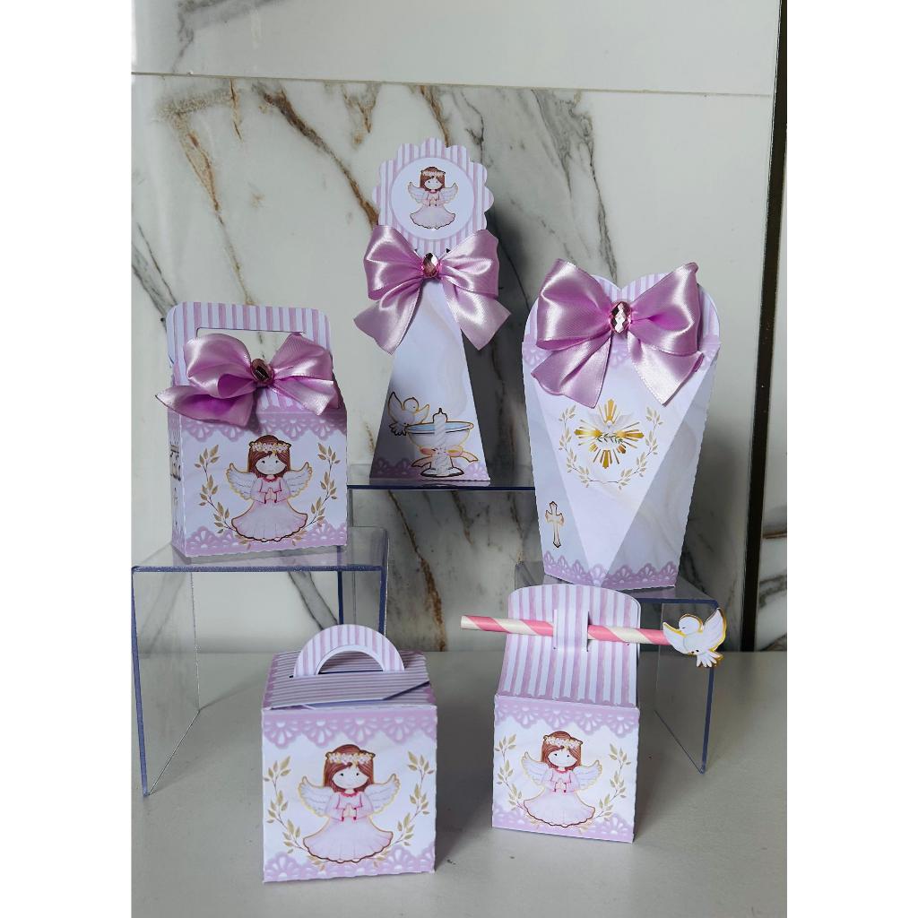 Kit lembrancinhas personalizadas Batizado Menina | Caixinha decoradas | Lembrancinha religiosa