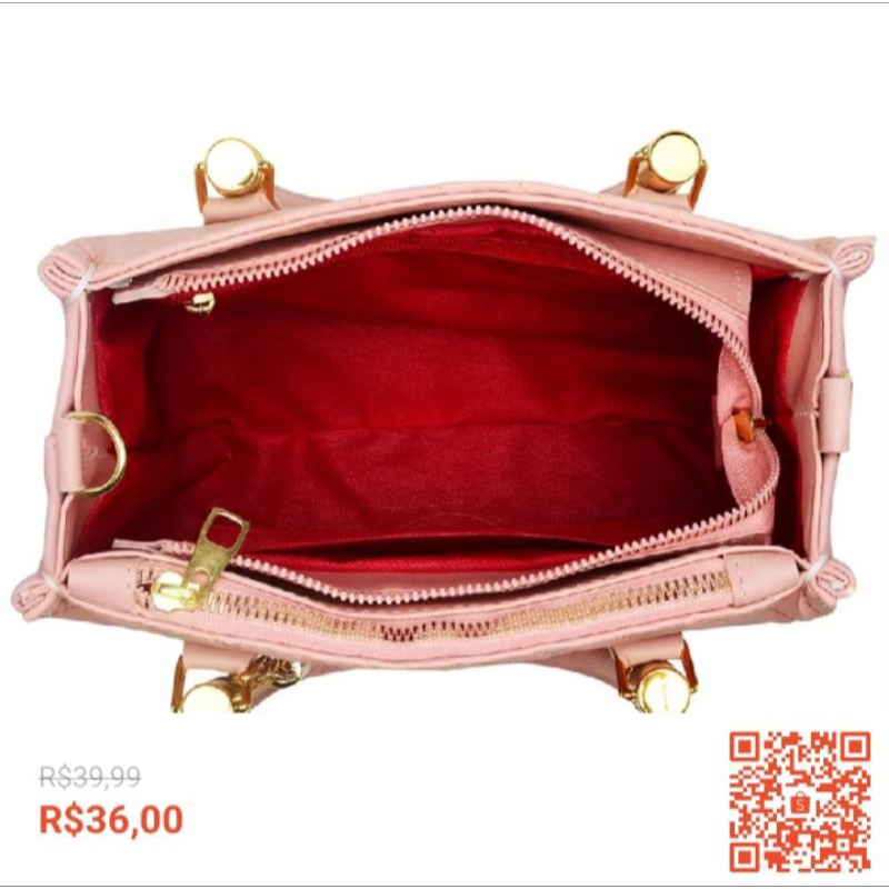 Bolsa feminina média shopbang  bordada Linea
