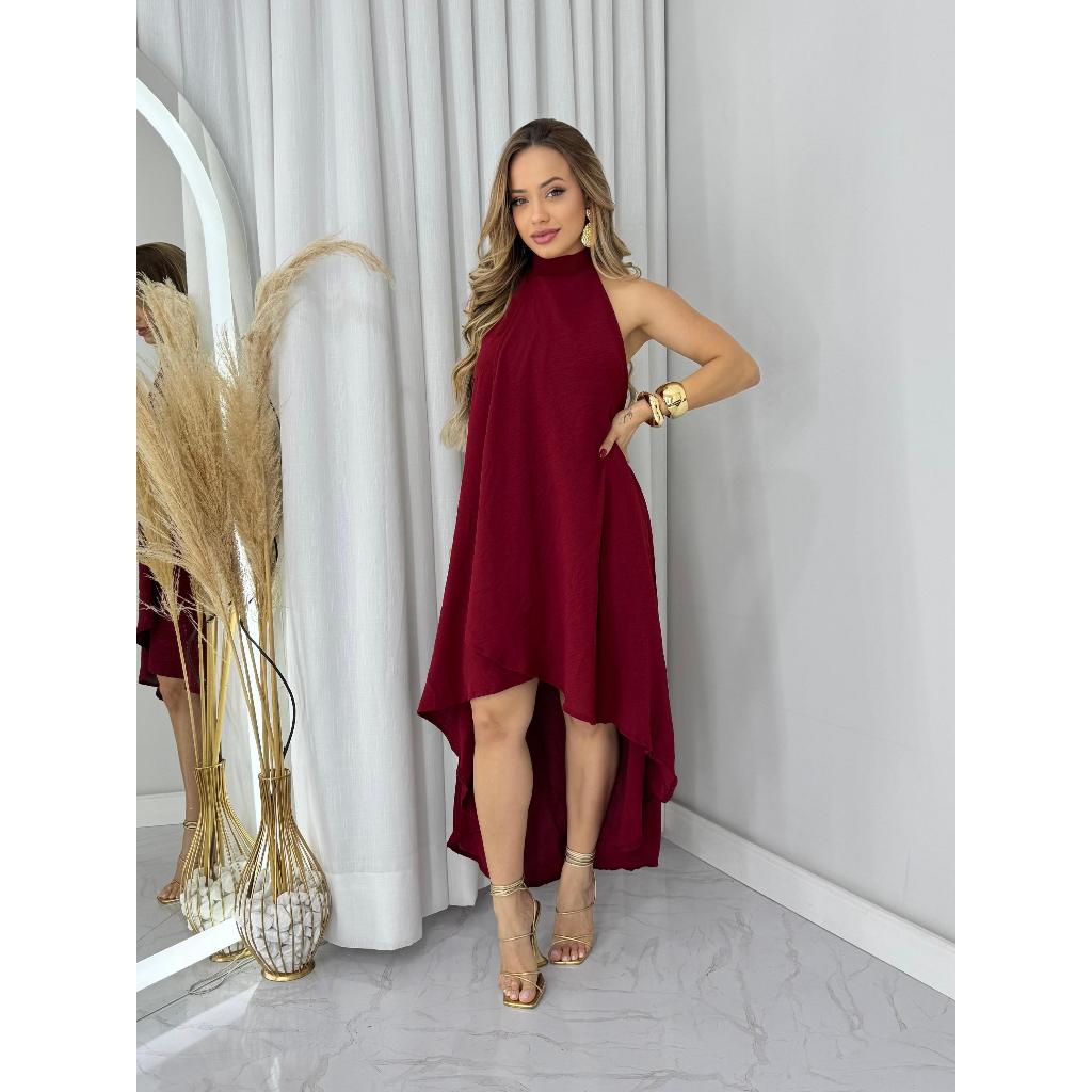 Vestido Atos Gola Alta Frente Unica Saia  Cauda Sereia