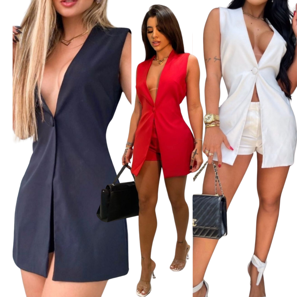 Max Colete no Alfaiataria Alongado Social Elegante em Oferta na Shopee