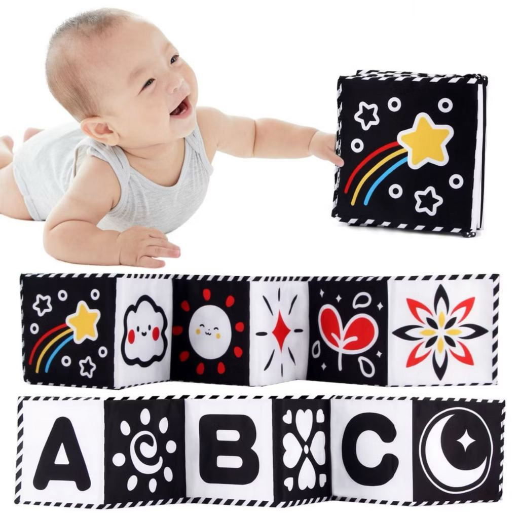 Livro De Pano Macio Para Bebês Alto Contraste Preto E Branco Sensorial Brinquedos De Pequeno Porte em Oferta na Shopee