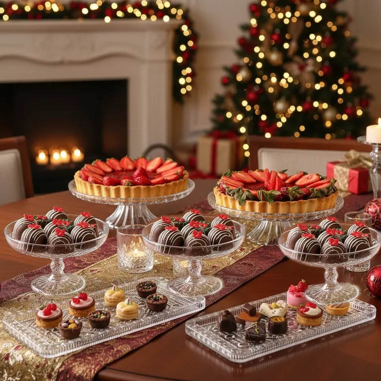 kit com 2 Boleira 23cm + 3 Doceira + 2 Bandeja Retangular, Kit acrílico , Suporte para doces, Porta doces em Oferta na Shopee