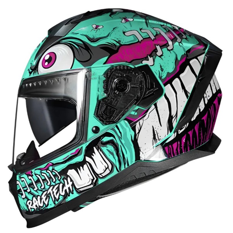 CAPACETE RACE TECH VOLT VISEIRA SOLAR CROC AQUA VERDE/ROSA EXCLUSIVO PROMOÇÃO