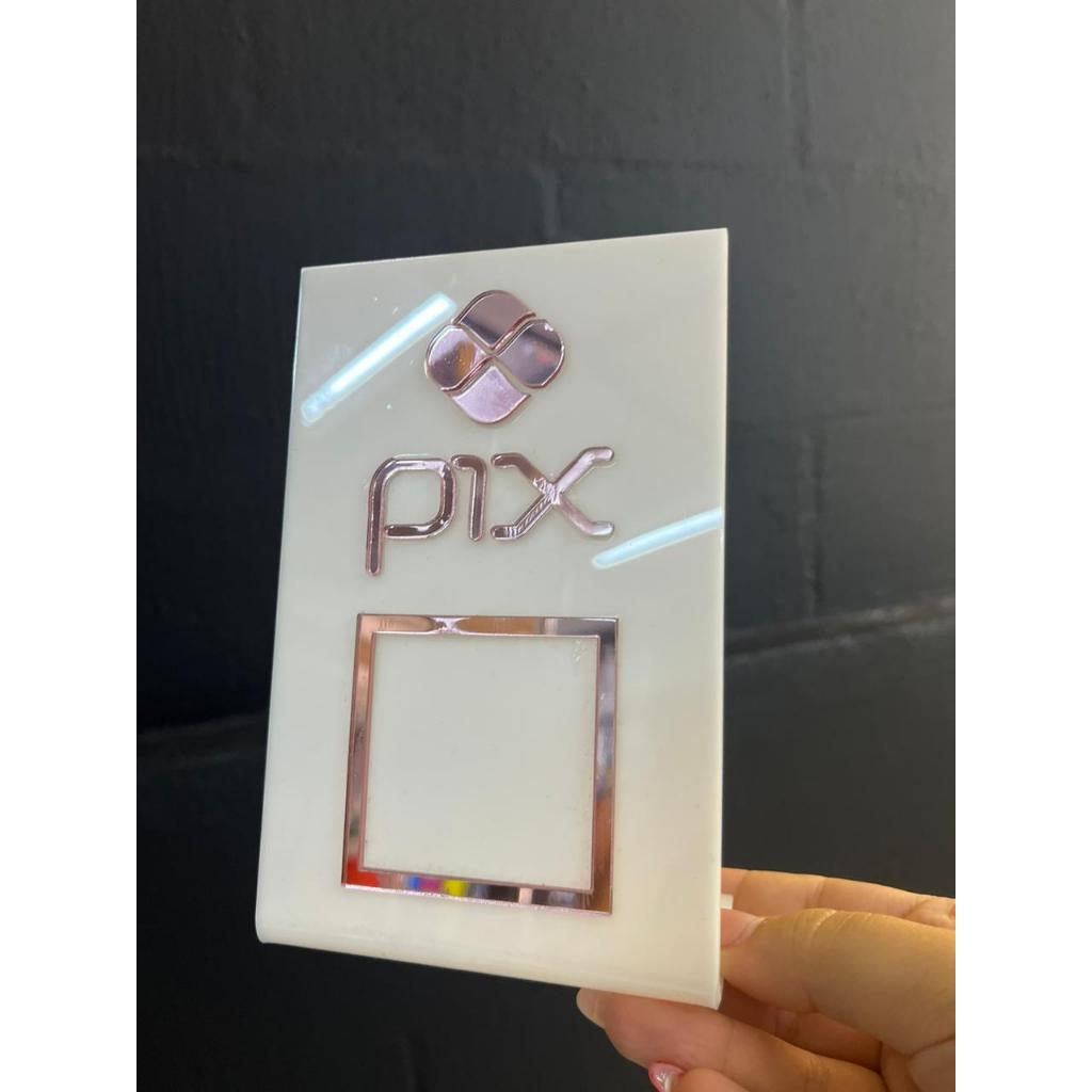 Totem de Mesa Modelo Pix QR Code em acrílico para Balcão