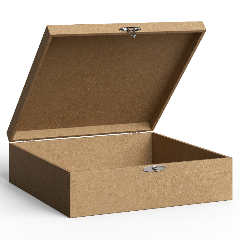 Caixa Mdf Lisa Quadrada 25x25x8 Com Fecho e Dobradiça Convite Casamento Lembrancinhas