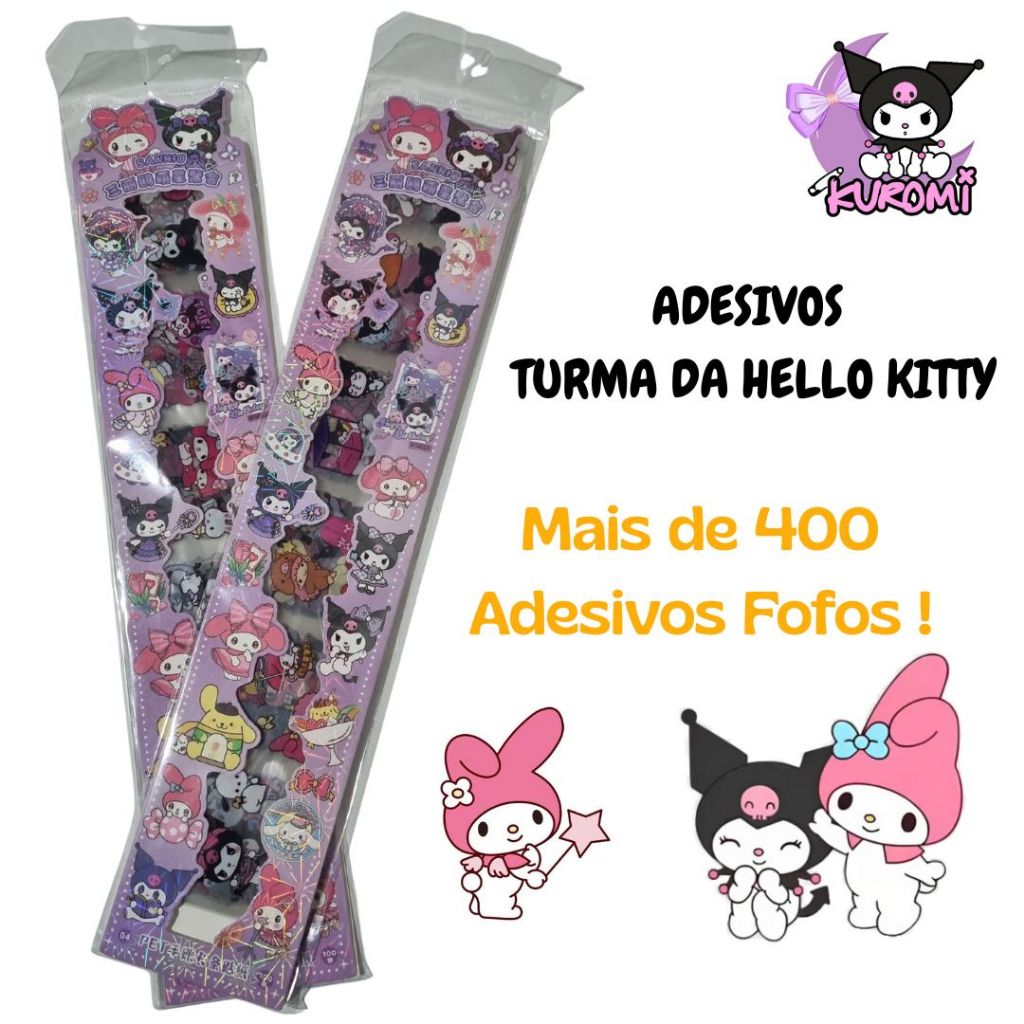 Cartelas com 400 Adesivos Turma da Hello Kitty Stickers Fofo - Papelaria Fofa em Oferta na Shopee