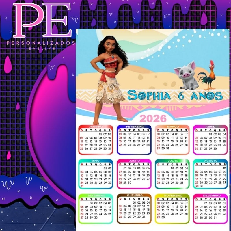 Calendário Personalizado 2026 – Exclusivo e Sob Medida para Você (Todos os Temas) em Oferta na Shopee