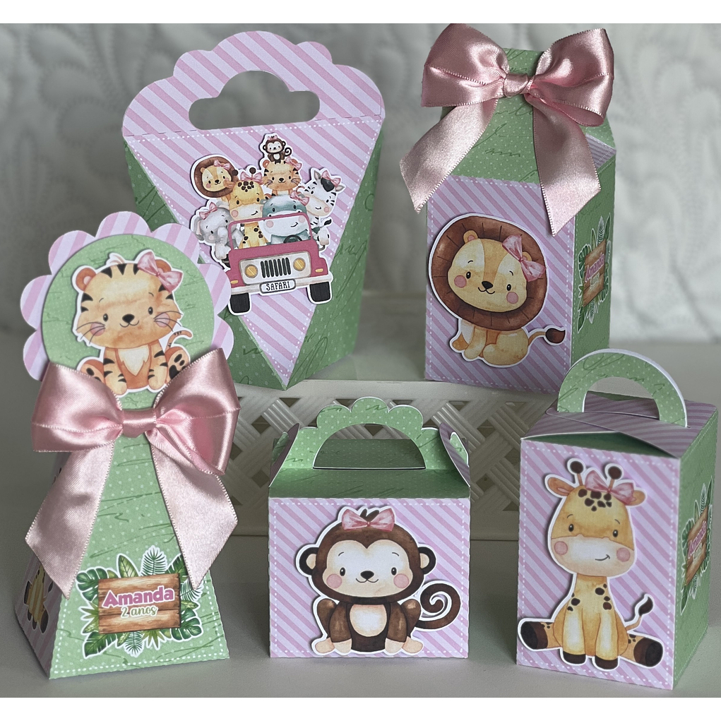 Kit Personalizado Safari Menina - Safari Rosa - Safari Aquarela - PEGUE E MONTE